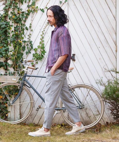 CAMBIO(カンビオ)の「mhs1930- Openwork Open Collar Short Sleeve Shirts シャツ(シャツ/ブラウス・メンズ・カーキ/パープル・M/L)」の11枚目の写真