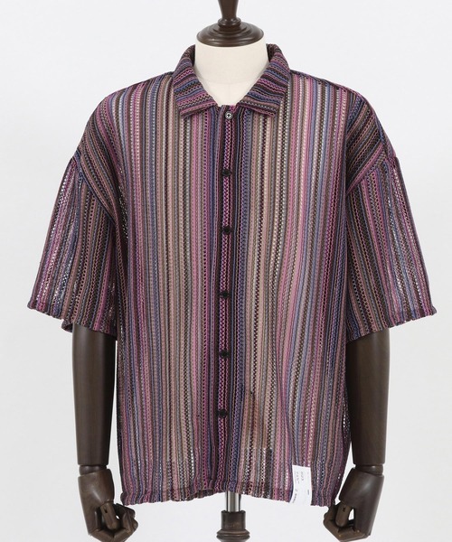 CAMBIO(カンビオ)の「mhs1930- Openwork Open Collar Short Sleeve Shirts シャツ(シャツ/ブラウス・メンズ・カーキ/パープル・M/L)」の14枚目の写真
