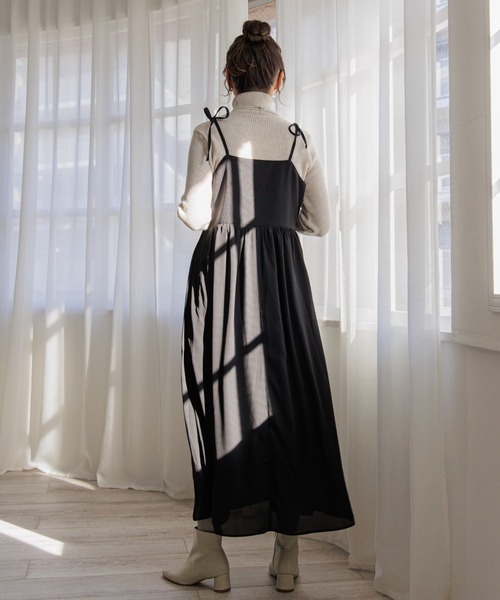 flower(フラワー)の「シアーギャザーワンピース(ワンピース・レディース・ベージュ/ブラック・FREE)」の19枚目の写真