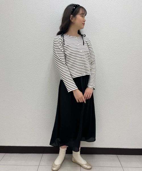 flower(フラワー)の「シアーギャザーワンピース(ワンピース・レディース・ベージュ/ブラック・FREE)」の16枚目の写真