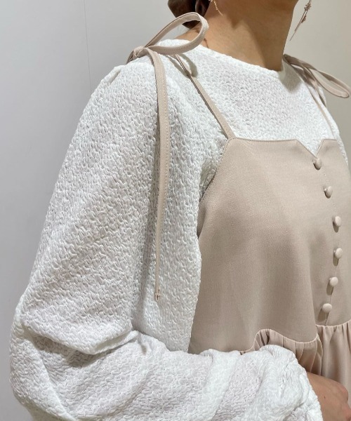 flower(フラワー)の「シアーギャザーワンピース(ワンピース・レディース・ベージュ/ブラック・FREE)」の10枚目の写真