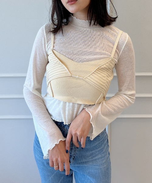 EIMY ISTOIRE(エイミーイストワール)の「ポイントパールニットビスチェトップス(ニット/セーター・レディース・イエロー/グリーン系その他/オフホワイト/ブルー/ブラック・FREE)」の5枚目の写真