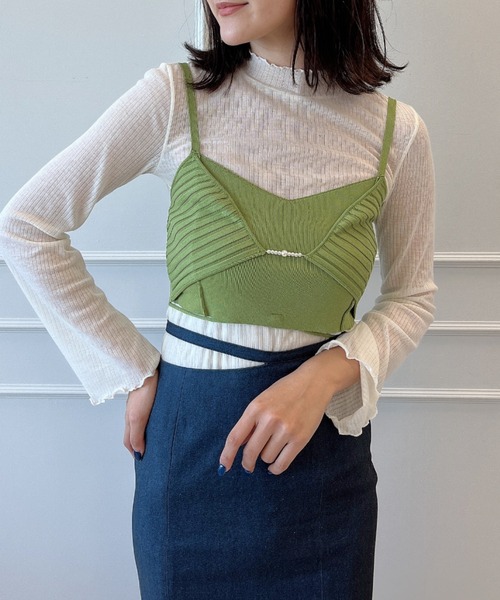 EIMY ISTOIRE(エイミーイストワール)の「ポイントパールニットビスチェトップス(ニット/セーター・レディース・イエロー/グリーン系その他/オフホワイト/ブルー/ブラック・FREE)」の19枚目の写真