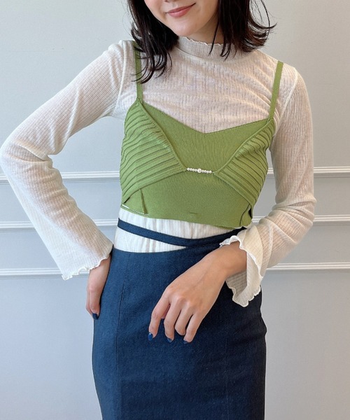 EIMY ISTOIRE(エイミーイストワール)の「ポイントパールニットビスチェトップス(ニット/セーター・レディース・イエロー/グリーン系その他/オフホワイト/ブルー/ブラック・FREE)」の20枚目の写真