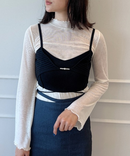 EIMY ISTOIRE(エイミーイストワール)の「ポイントパールニットビスチェトップス(ニット/セーター・レディース・イエロー/グリーン系その他/オフホワイト/ブルー/ブラック・FREE)」の10枚目の写真