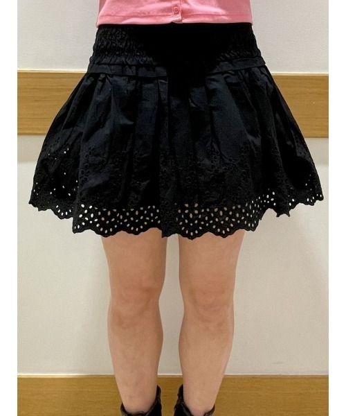 セール】スモッキングギャザー アイレット ミニスカート