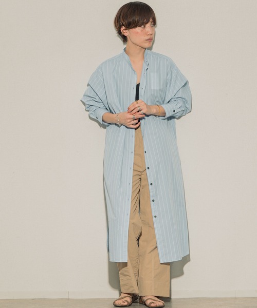 ottilie（オティーリエ）の「ottilie ストライプシャツワンピ（シャツワンピース・レディース・ピンク/ブルー/オフホワイト・FREE）」の2枚目の写真