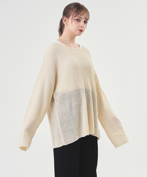 Adoon plain（アドーンプレーン）の「【Oversized  openwork knit】/オーバーサイズ透かしニット（ニット/セーター・メンズ・ブラック/アイボリー/ピンク・MEDIUM/LARGE）」の14枚目の写真