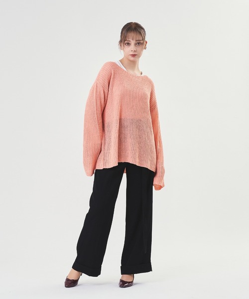 Adoon plain（アドーンプレーン）の「【Oversized  openwork knit】/オーバーサイズ透かしニット（ニット/セーター・メンズ・ブラック/アイボリー/ピンク・MEDIUM/LARGE）」の22枚目の写真