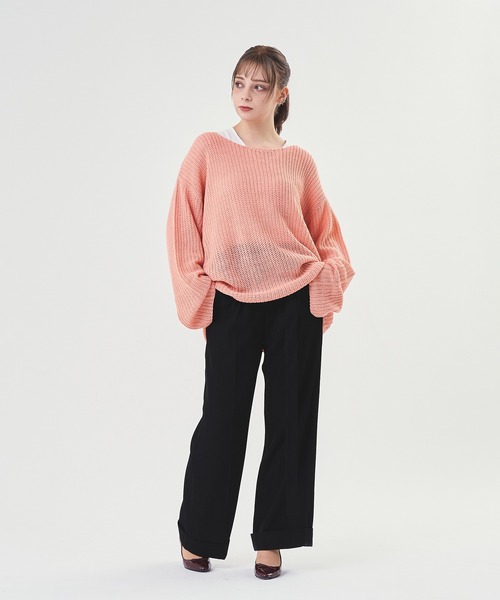 Adoon plain（アドーンプレーン）の「【Oversized  openwork knit】/オーバーサイズ透かしニット（ニット/セーター・メンズ・ブラック/アイボリー/ピンク・MEDIUM/LARGE）」の17枚目の写真