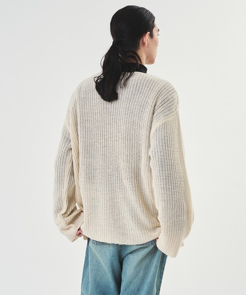 Adoon plain（アドーンプレーン）の「【Oversized  openwork knit】/オーバーサイズ透かしニット（ニット/セーター・メンズ・ブラック/アイボリー/ピンク・MEDIUM/LARGE）」の9枚目の写真