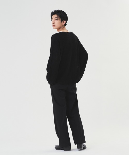 Adoon plain（アドーンプレーン）の「【Oversized  openwork knit】/オーバーサイズ透かしニット（ニット/セーター・メンズ・ブラック/アイボリー/ピンク・MEDIUM/LARGE）」の20枚目の写真
