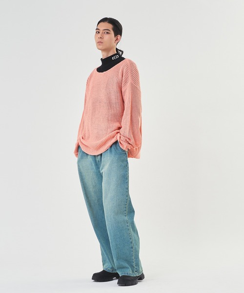 Adoon plain（アドーンプレーン）の「【Oversized  openwork knit】/オーバーサイズ透かしニット（ニット/セーター・メンズ・ブラック/アイボリー/ピンク・MEDIUM/LARGE）」の12枚目の写真