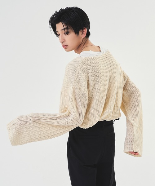 Adoon plain（アドーンプレーン）の「【Oversized  openwork knit】/オーバーサイズ透かしニット（ニット/セーター・メンズ・ブラック/アイボリー/ピンク・MEDIUM/LARGE）」の13枚目の写真