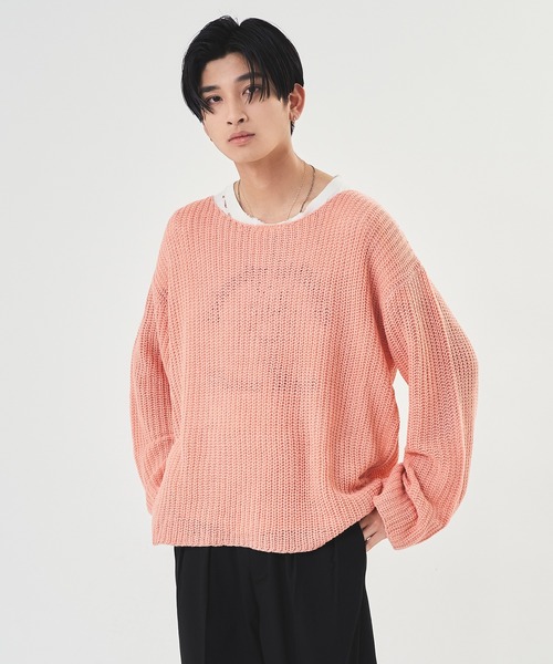 Adoon plain（アドーンプレーン）の「【Oversized  openwork knit】/オーバーサイズ透かしニット（ニット/セーター・メンズ・ブラック/アイボリー/ピンク・MEDIUM/LARGE）」の21枚目の写真