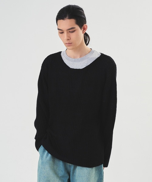 Adoon plain（アドーンプレーン）の「【Oversized  openwork knit】/オーバーサイズ透かしニット（ニット/セーター・メンズ・ブラック/アイボリー/ピンク・MEDIUM/LARGE）」の15枚目の写真