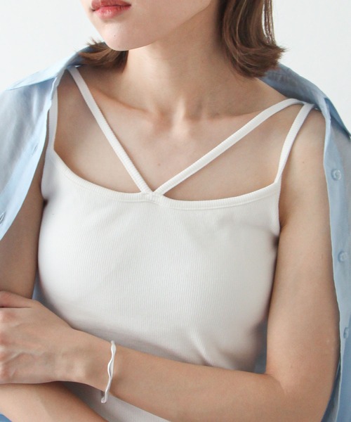 Chillfar（チルファー）の「パット付きデザインキャミソール（キャミソール・レディース・グレイッシュベージュ/ブラック/オフホワイト/レモンイエロー/オレンジ・FREE）」の19枚目の写真