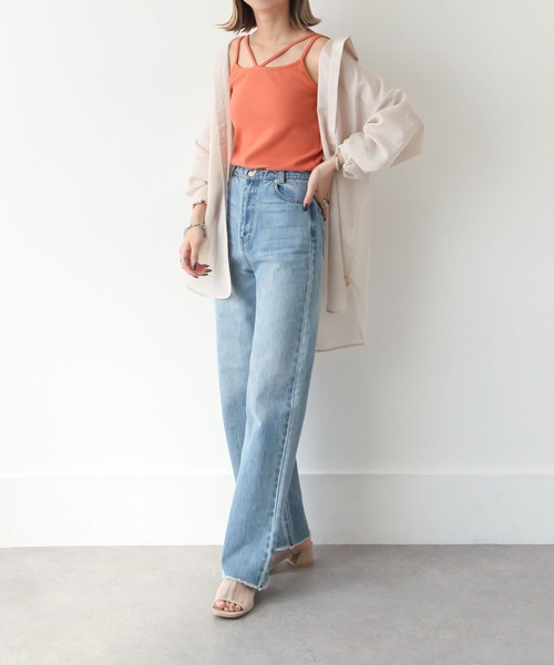 Chillfar（チルファー）の「パット付きデザインキャミソール（キャミソール・レディース・グレイッシュベージュ/ブラック/オフホワイト/レモンイエロー/オレンジ・FREE）」の22枚目の写真