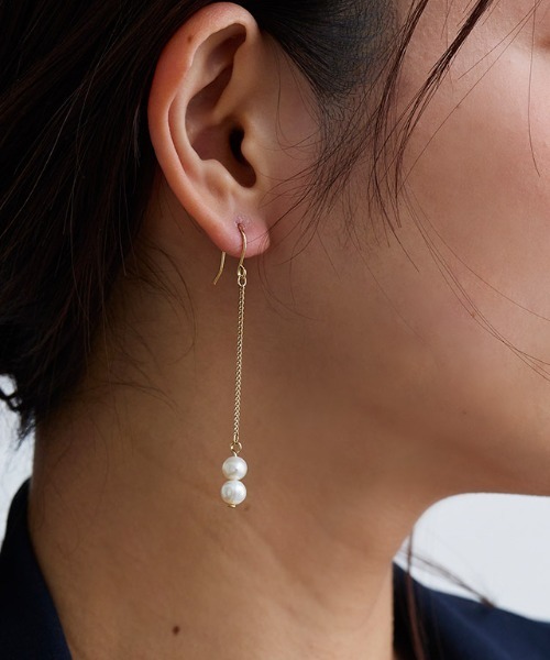 セール】淡水パールチェーンフックピアス（ピアス（両耳用