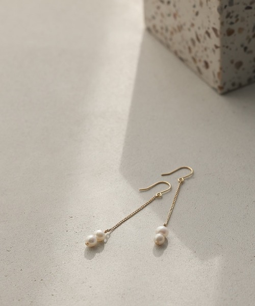 セール】淡水パールチェーンフックピアス（ピアス（両耳用