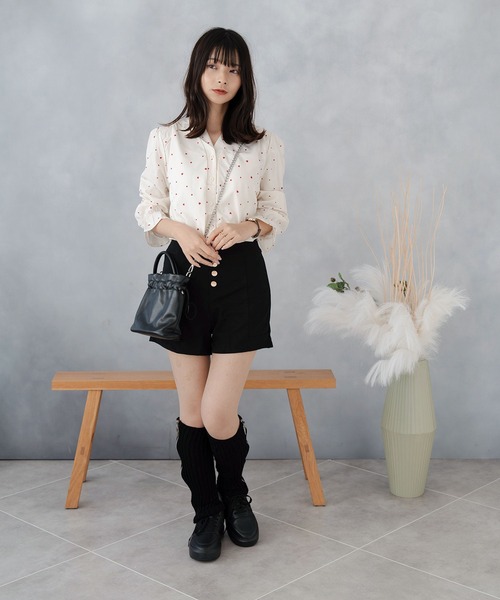 NinaetLina（ニナエリナ）の「ハート柄 シャツブラウス レディース 長袖（シャツ/ブラウス・レディース・ベージュ/レッド/ブラック・FREE）」の15枚目の写真