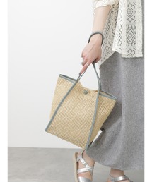 Samansa Mos2 blue | くるみパイピングサマートートバッグ(ハンドバッグ)