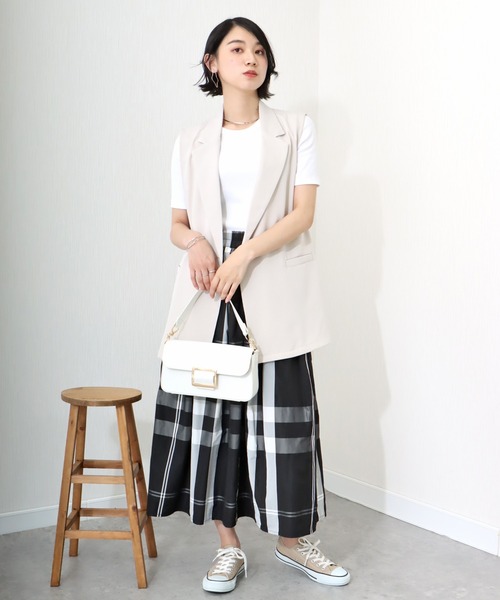 libelle more（リベル モア）の「《洗える》ビッグチェック柄ロングフレアースカート（スカート・レディース・ネイビー/アイボリー/ブラック・M/L）」の21枚目の写真