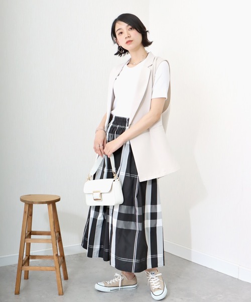 libelle more（リベル モア）の「《洗える》ビッグチェック柄ロングフレアースカート（スカート・レディース・ネイビー/アイボリー/ブラック・M/L）」の11枚目の写真