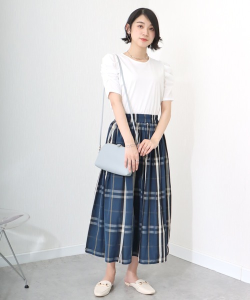 libelle more（リベル モア）の「《洗える》ビッグチェック柄ロングフレアースカート（スカート・レディース・ネイビー/アイボリー/ブラック・M/L）」の7枚目の写真