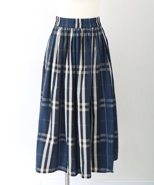libelle more（リベル モア）の「《洗える》ビッグチェック柄ロングフレアースカート（スカート・レディース・ネイビー/アイボリー/ブラック・M/L）」の20枚目の写真