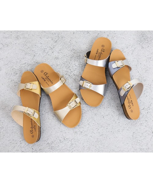 PLAKTON（プラクトン）の「【PLAKTON】別注ダブルベルトサンダル（サンダル・レディース・シルバー/ゴールド・L/M/S）」の4枚目の写真