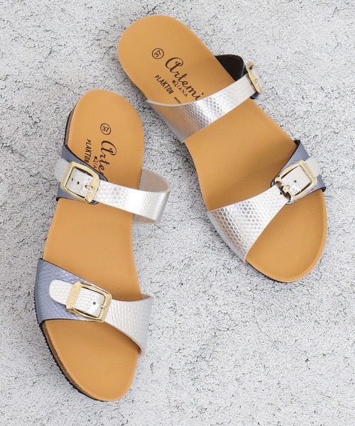 PLAKTON（プラクトン）の「【PLAKTON】別注ダブルベルトサンダル（サンダル・レディース・シルバー/ゴールド・L/M/S）」の3枚目の写真