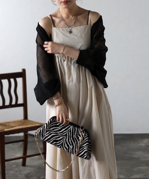 Bonjour Sagan（ボンジュールサガン）の「ナイロンレースアップキャミワンピース（ワンピース・レディース・ブラック/キナリ・FREE）」の11枚目の写真