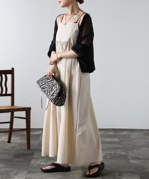 Bonjour Sagan（ボンジュールサガン）の「ナイロンレースアップキャミワンピース（ワンピース・レディース・ブラック/キナリ・FREE）」の22枚目の写真