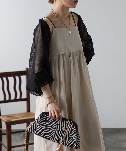 Bonjour Sagan（ボンジュールサガン）の「ナイロンレースアップキャミワンピース（ワンピース・レディース・ブラック/キナリ・FREE）」の19枚目の写真