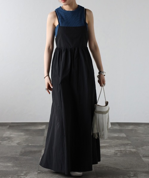 Bonjour Sagan（ボンジュールサガン）の「ナイロンレースアップキャミワンピース（ワンピース・レディース・ブラック/キナリ・FREE）」の9枚目の写真