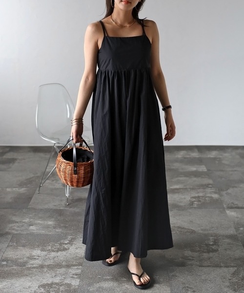 Bonjour Sagan（ボンジュールサガン）の「ナイロンレースアップキャミワンピース（ワンピース・レディース・ブラック/キナリ・FREE）」の12枚目の写真