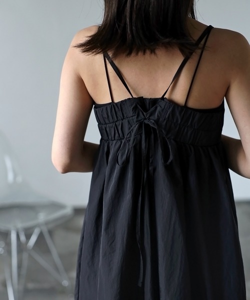 Bonjour Sagan（ボンジュールサガン）の「ナイロンレースアップキャミワンピース（ワンピース・レディース・ブラック/キナリ・FREE）」の20枚目の写真