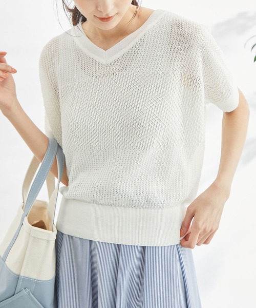 セール】ERI SILK 透かしドルマンニットプルオーバー（ニット/セーター