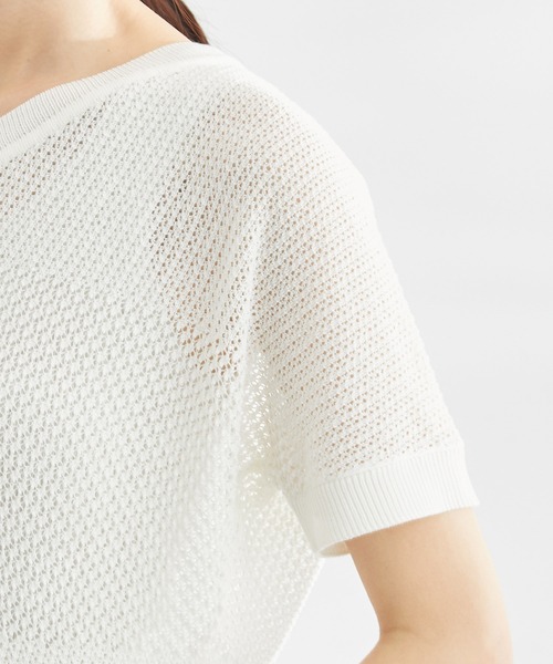 ROPE' PICNIC（ロペピクニック）の「ERI SILK 透かしドルマンニットプルオーバー（ニット/セーター・レディース・ブラック/ホワイト/ブルー・38）」の7枚目の写真