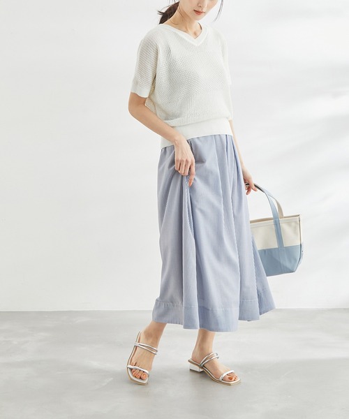 ROPE' PICNIC（ロペピクニック）の「ERI SILK 透かしドルマンニットプルオーバー（ニット/セーター・レディース・ブラック/ホワイト/ブルー・38）」の17枚目の写真