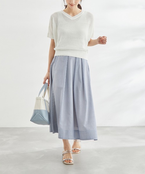 ROPE' PICNIC（ロペピクニック）の「ERI SILK 透かしドルマンニットプルオーバー（ニット/セーター・レディース・ブラック/ホワイト/ブルー・38）」の19枚目の写真