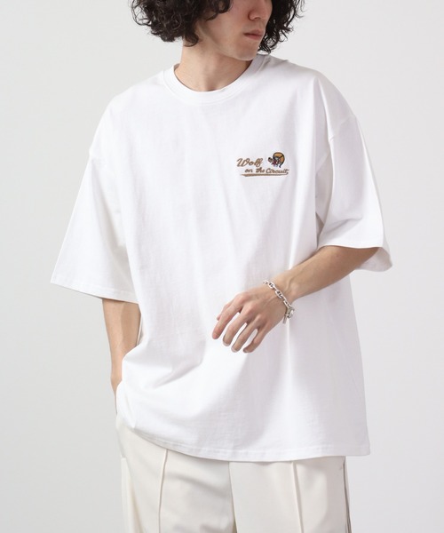 ATELANE(アテレーン)の「ルーズシルエット刺繍半袖Tシャツ(Tシャツ/カットソー・メンズ・ホワイト/ブラック/グリーン・M/L)」の21枚目の写真