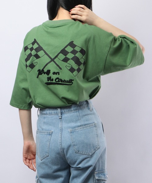 ATELANE(アテレーン)の「ルーズシルエット刺繍半袖Tシャツ(Tシャツ/カットソー・メンズ・ホワイト/ブラック/グリーン・M/L)」の17枚目の写真