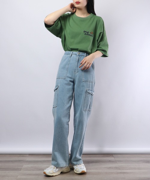 ATELANE(アテレーン)の「ルーズシルエット刺繍半袖Tシャツ(Tシャツ/カットソー・メンズ・ホワイト/ブラック/グリーン・M/L)」の9枚目の写真