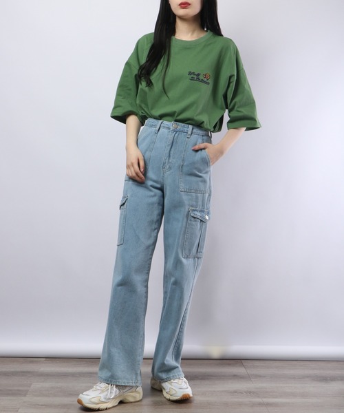 ATELANE(アテレーン)の「ルーズシルエット刺繍半袖Tシャツ(Tシャツ/カットソー・メンズ・ホワイト/ブラック/グリーン・M/L)」の6枚目の写真