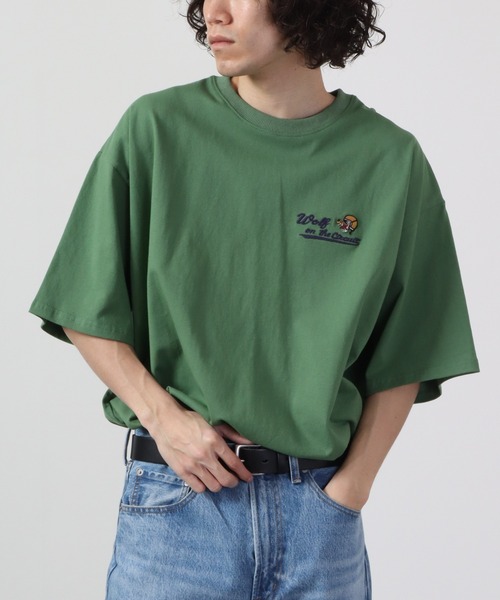 ATELANE(アテレーン)の「ルーズシルエット刺繍半袖Tシャツ(Tシャツ/カットソー・メンズ・ホワイト/ブラック/グリーン・M/L)」の12枚目の写真