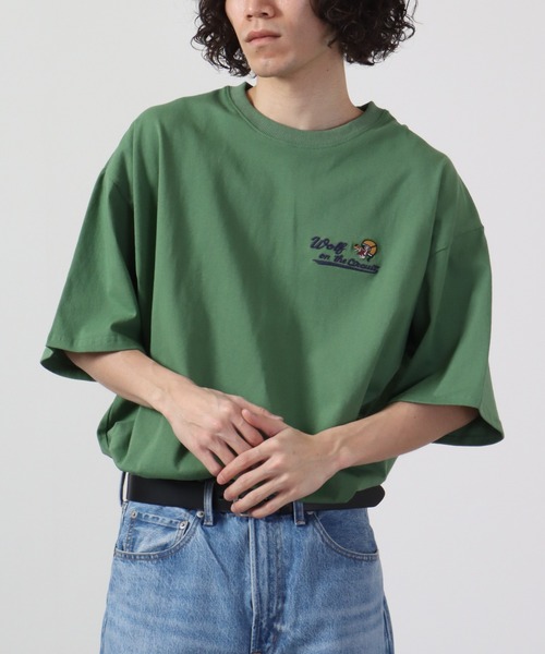 ATELANE(アテレーン)の「ルーズシルエット刺繍半袖Tシャツ(Tシャツ/カットソー・メンズ・ホワイト/ブラック/グリーン・M/L)」の8枚目の写真