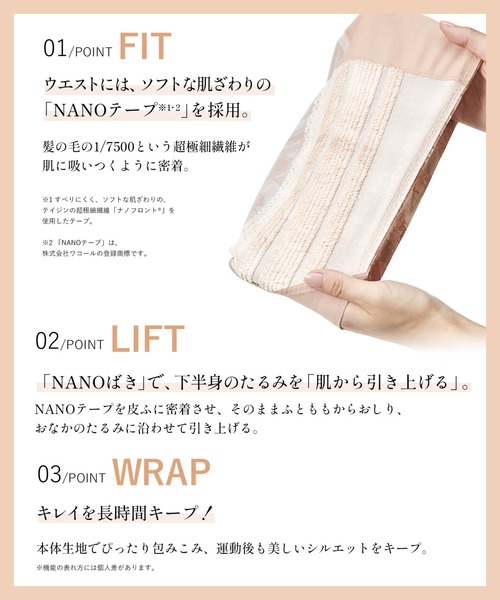 WACOAL（ワコール）の「「SUHADA 肌リフト」　ガードル（ショーツ・レディース・ブラック/ベビーピンク/ブルー・76/70/58/64）」の4枚目の写真