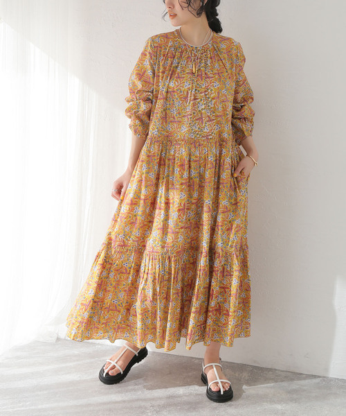 H.A.O / ハオ】Block Print L/S Dress：ワンピース 【公式通販】